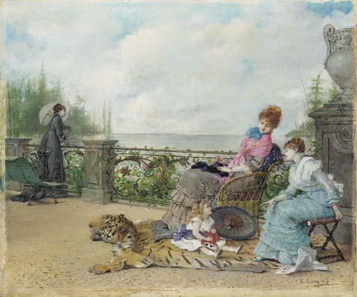 Vicente Palmaroli y Gonzales - An Afternoon Siesta in the Park