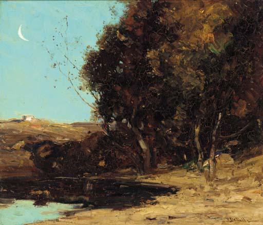 Vickers De Ville - A Woodland Pool At Dusk