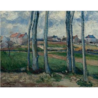 Victor Alfred Paul Vignon - Village À Travers Les Arbres