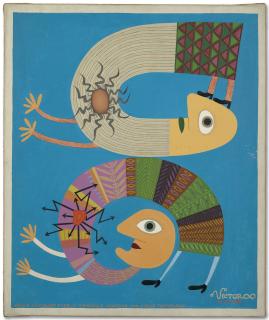 Victor Brauner - Victor Victorach doublé d\'angoisse regarde son cœur tremblant