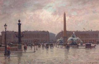 Victor Brugairolles - Place De La Concorde Par Temps De Pluie