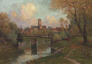 Victor Brugairolles - View of A Town In Autumn