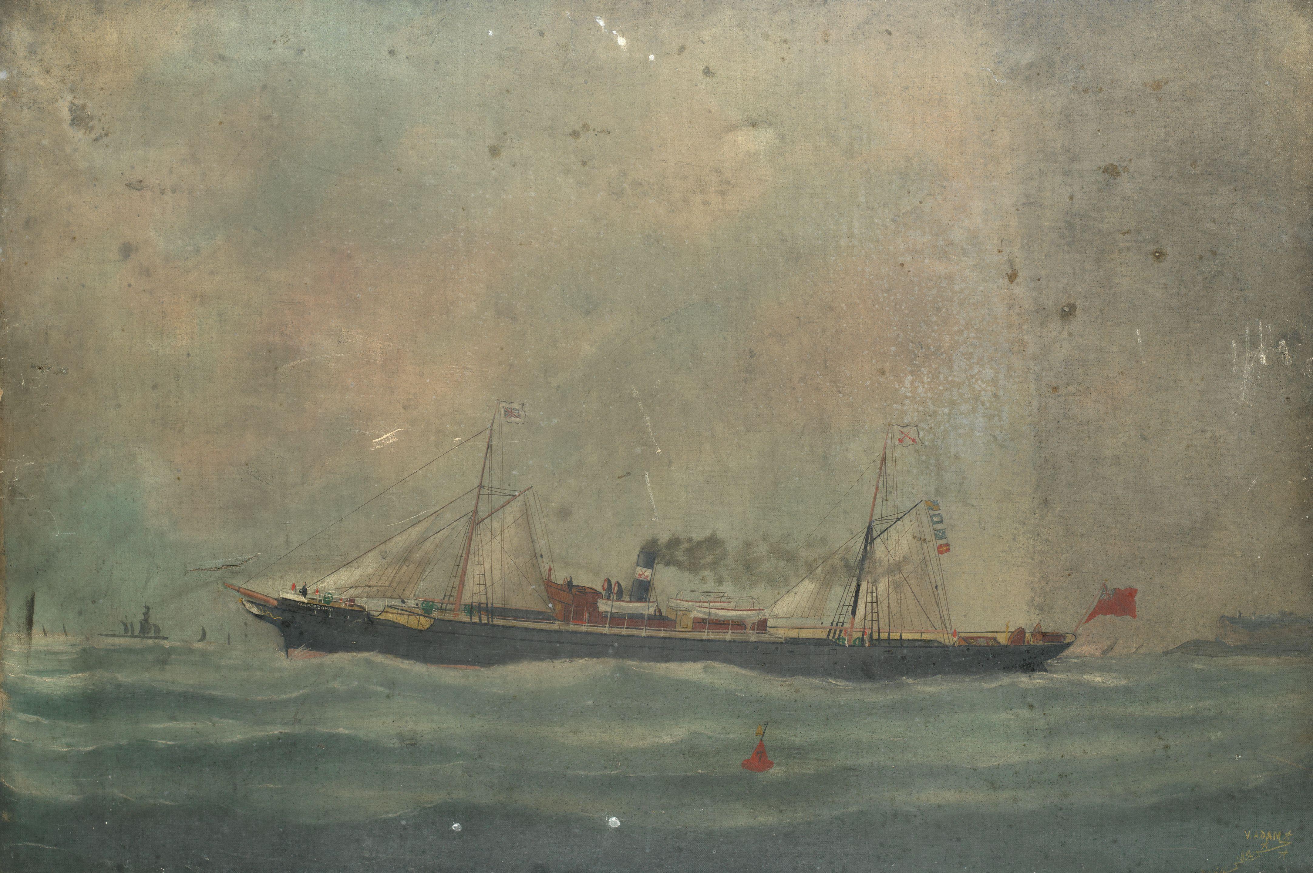 Victor Charles Edouard Adam - SS Camperdown leaving Le Havre, a pair