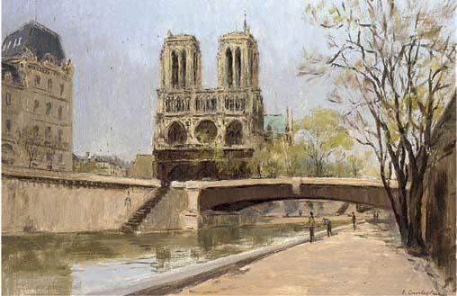 Victor Coverley-Price - Notre-Dame from the banks of the Seine; and Another similar