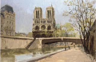 Victor Coverley-Price - Notre-Dame from the banks of the Seine; and Another similar