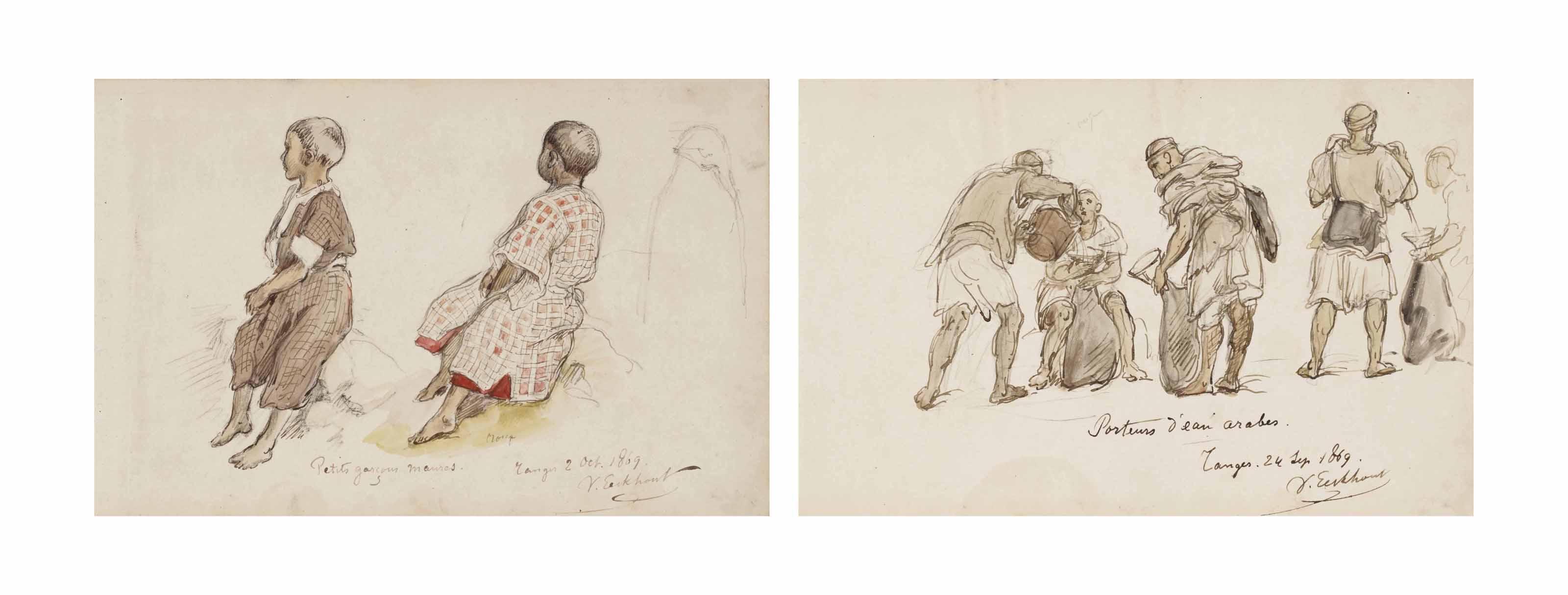 Victor Eeckhout - Studies Of Moroccan Children; And Arab Water-Carriers In Tangiers