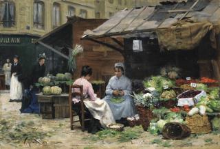 Victor Gabriel Gilbert - French jeunes Femmes Aux Marché
