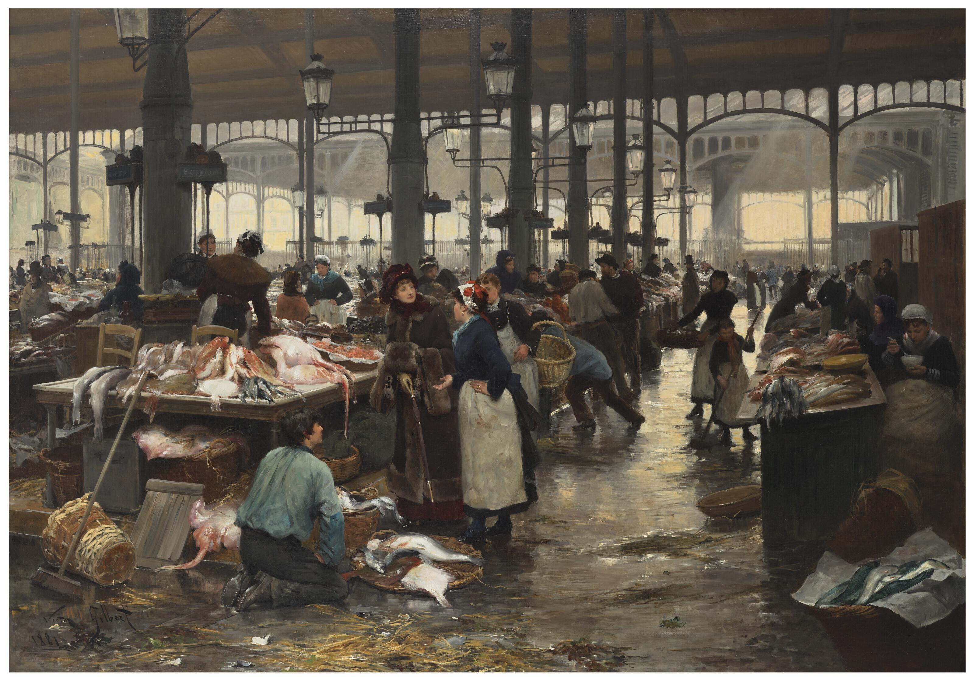 Victor Gabriel Gilbert - Le Pavillon De La Marée Aux Halles-Centrales De Paris