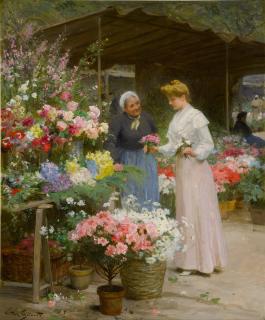 Victor Gabriel Gilbert - Marche aux fleurs de la Madeleine; L\'embarras du choix