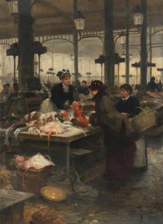 Victor Gabriel Gilbert - The Fish Market, Les Halles