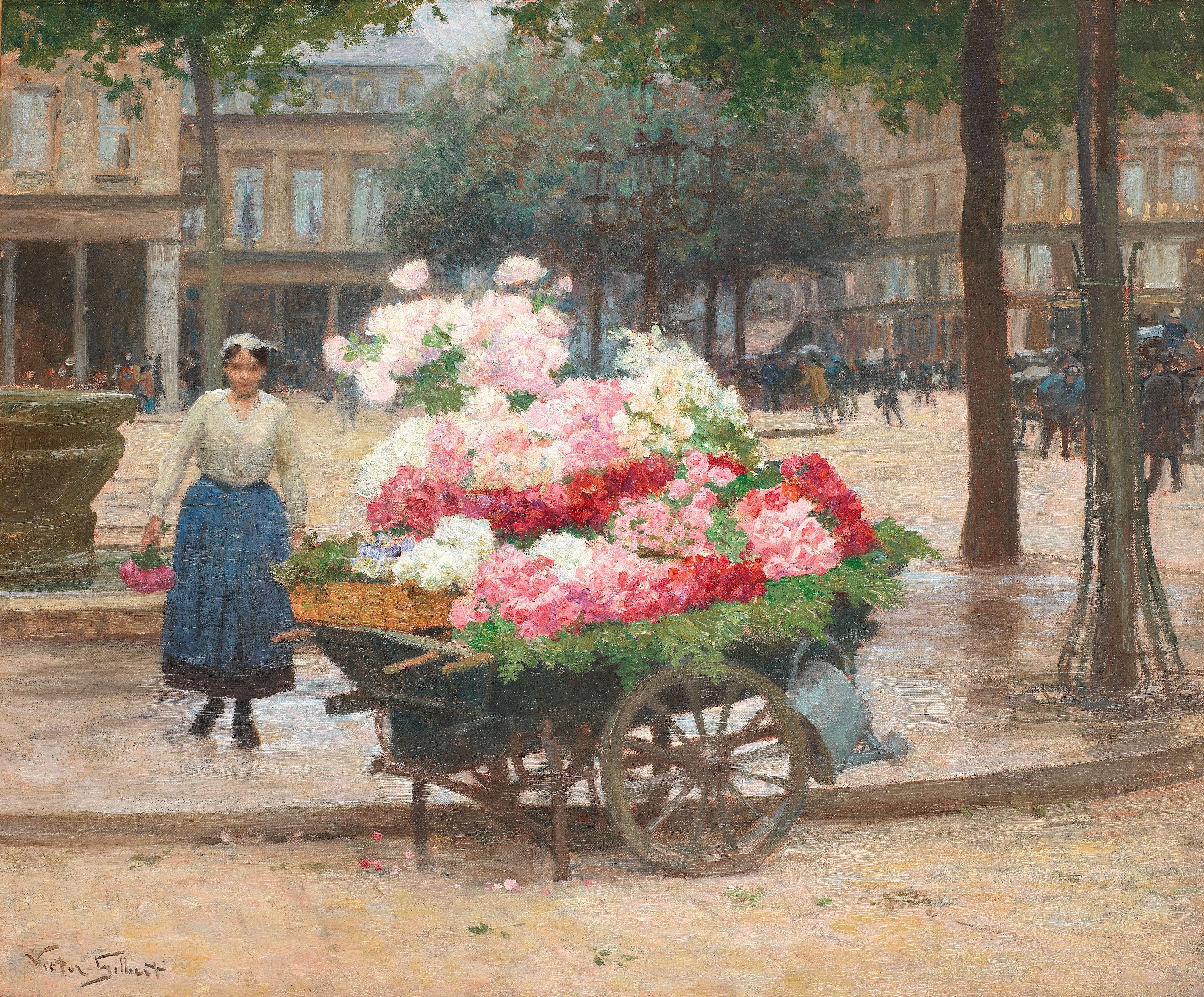 Victor-Gabriel Gilbert - The flower seller, place du Théâtre Français, Paris