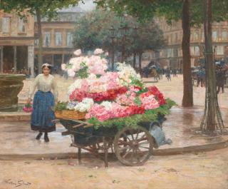 Victor-Gabriel Gilbert - The flower seller, place du Théâtre Français, Paris