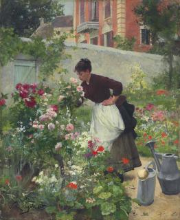 Victor Gabriel Gilbert - Une jardinière avec des fleurs