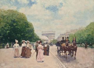 Victor Guerrier - Promenade On The Champs-Élysées, The Arc De Triomphe Beyond