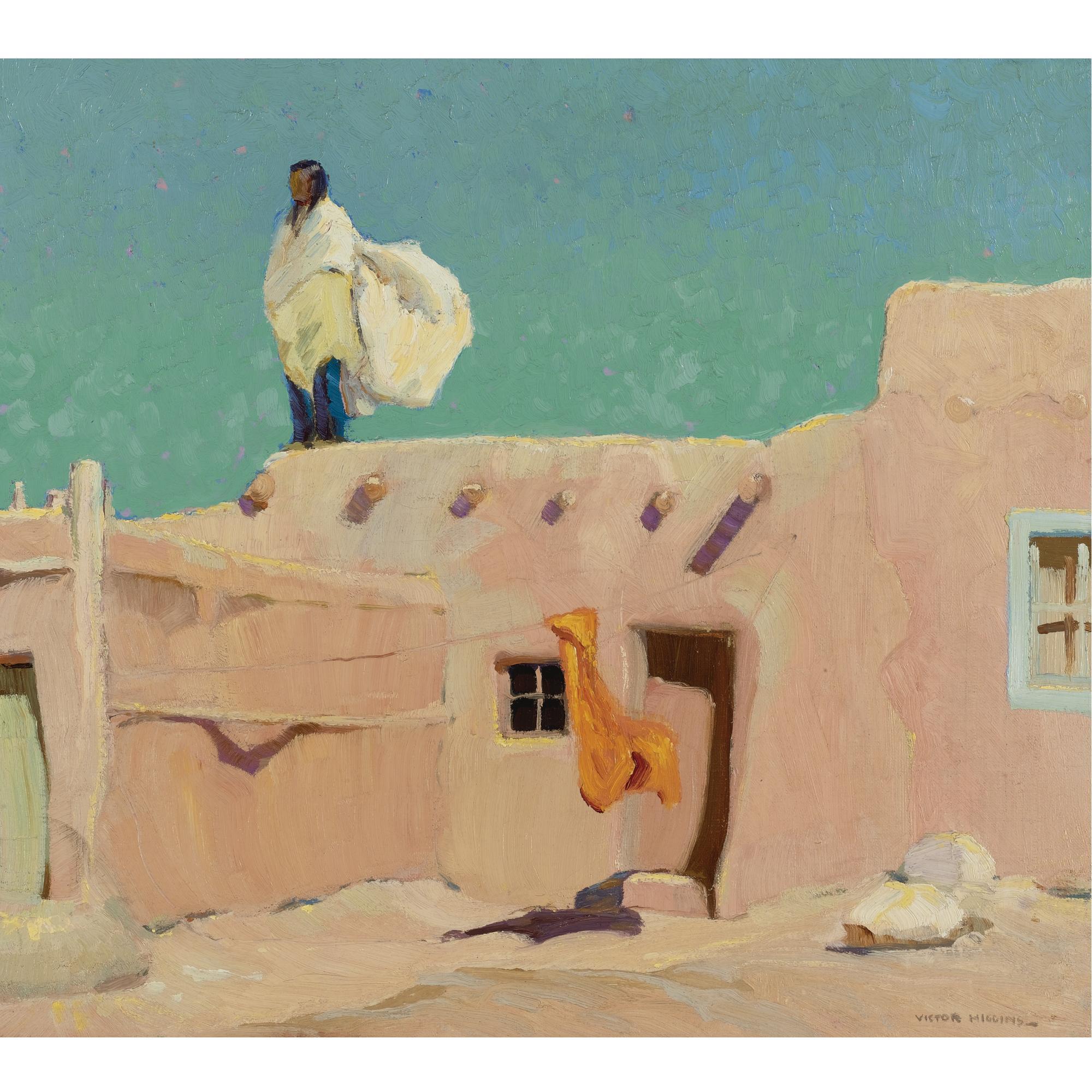 Victor Higgins - Summer Day, Taos Pueblo (The Sentinel)