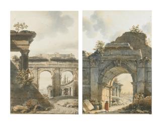 Victor Jean Nicolle - A Pair Of Roman Capricci With Figures