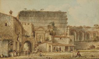 Victor-Jean Nicolle - La Porte Majeure à Rome; et Temple de Minerva Medica à Rome