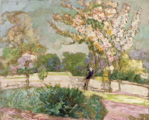 Victor Léon Charreton - L\'enfant sur l\'arbre fleurs