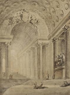 Victor Louis - Vue Du Portique De La Scala Regia De Bernini Au Vatican