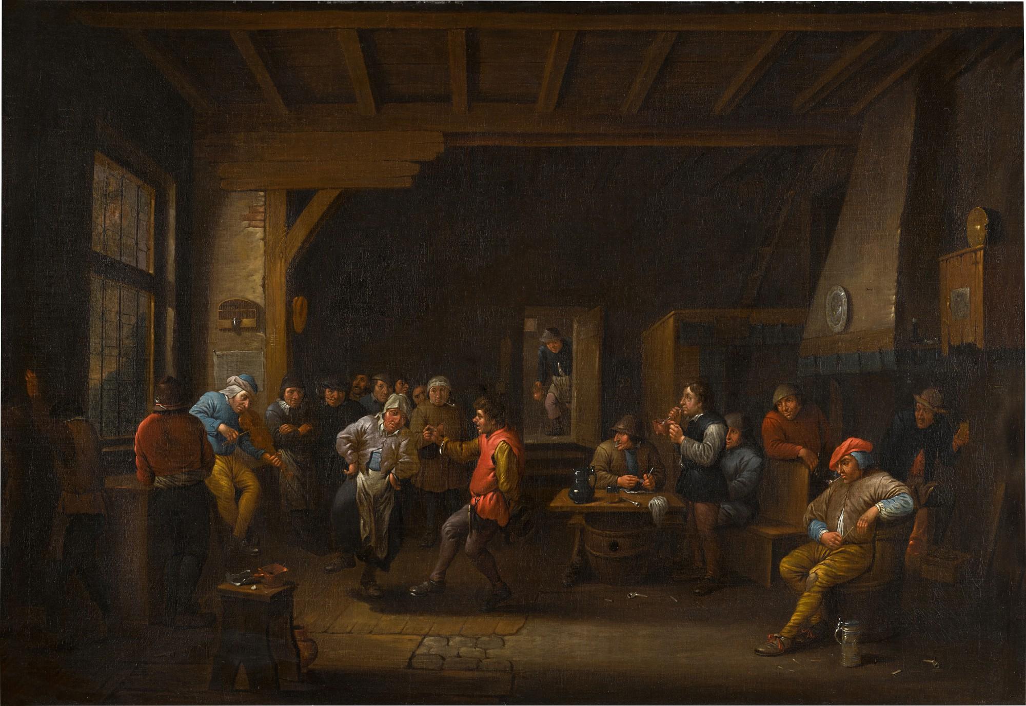 Victor Mahu - Peasants merry-making in an inn