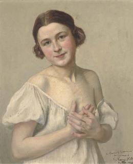 Victor Marais-Milton - Portrait of young lady, half-length