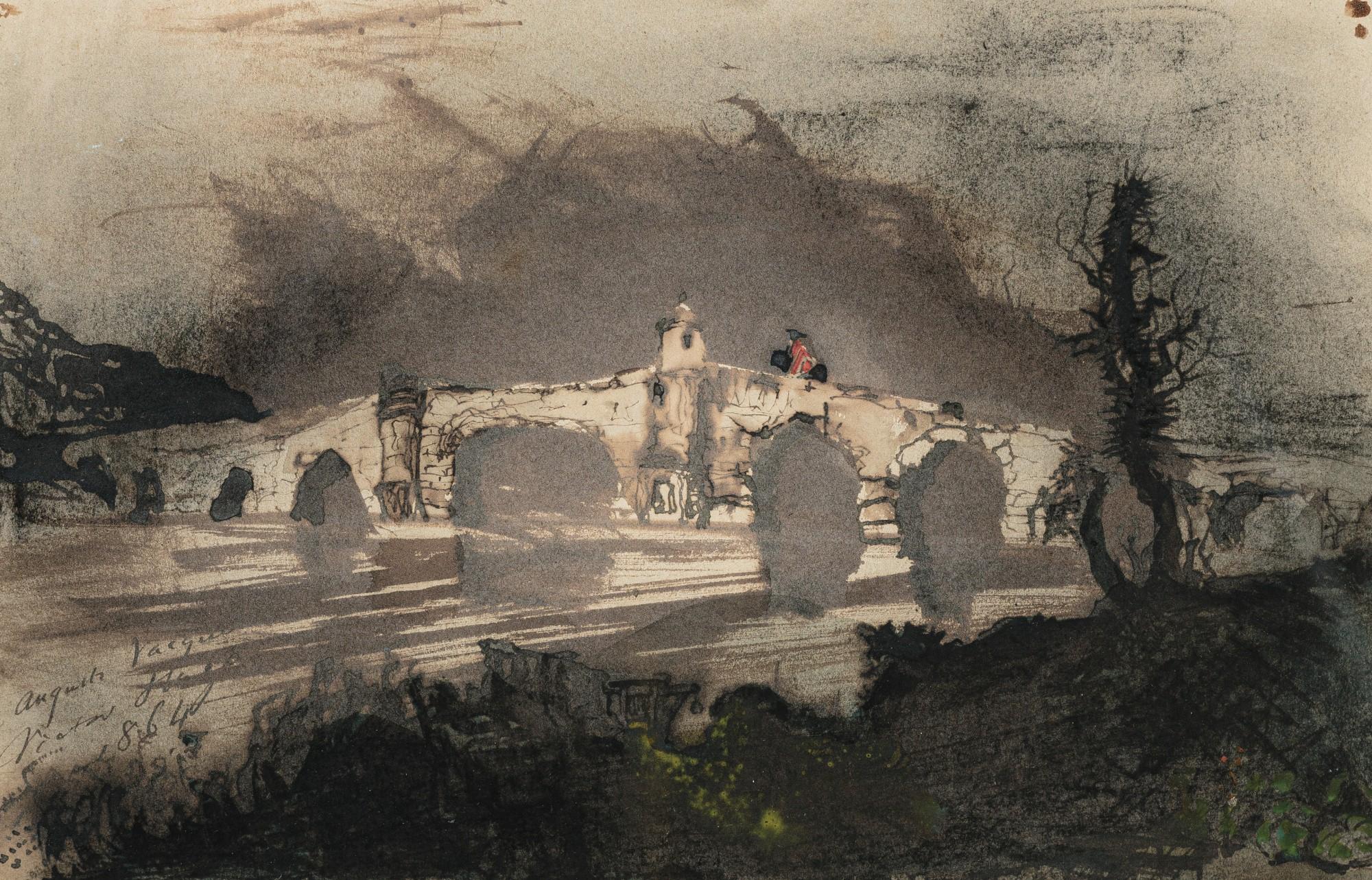 Victor-Marie Hugo - A Bridge In Spain, Also Called The Moorish Bridge