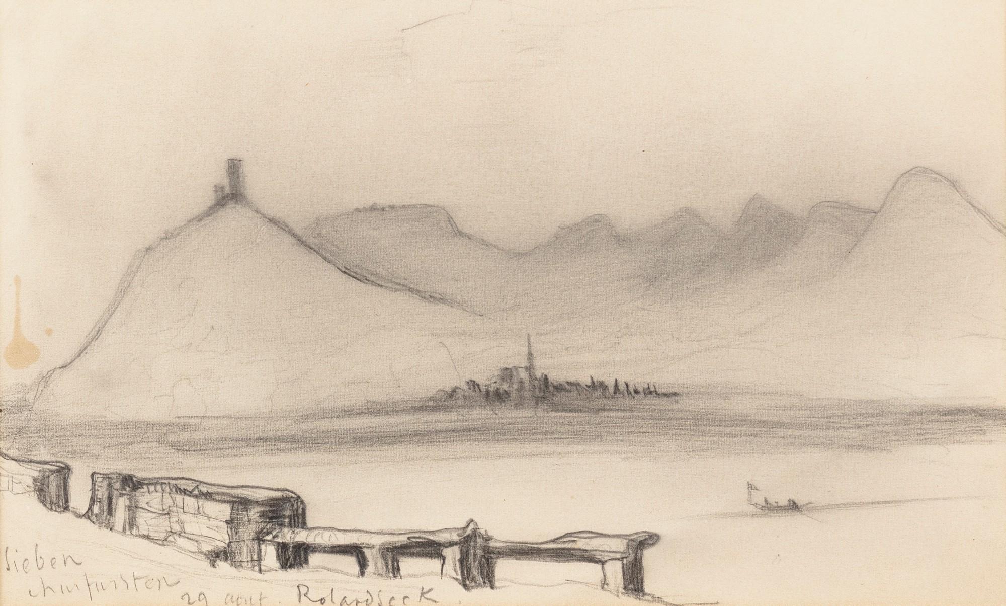 Victor-Marie Hugo - A view of the Rhine in Rolandseck