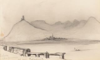 Victor-Marie Hugo - A view of the Rhine in Rolandseck