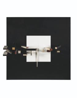 Victor Pasmore, C.H. - Abstract in White, Black, Maroon and Cedar
