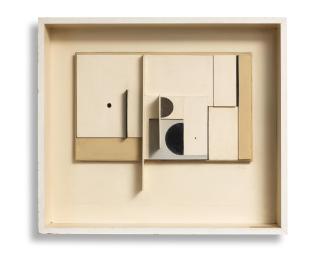 Victor Pasmore R.A. - Abstract in White, Black and Ochre