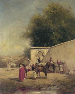 Victor Pierre Huguet - A l\'abreuvoir