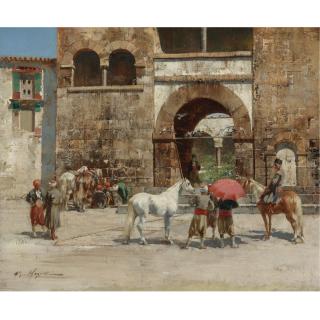 Victor Pierre Huguet - French At Rest Outside The City Walls 