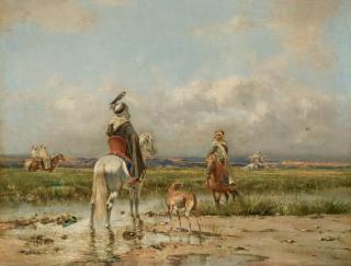 Victor Pierre Huguet - La chasse au faucon