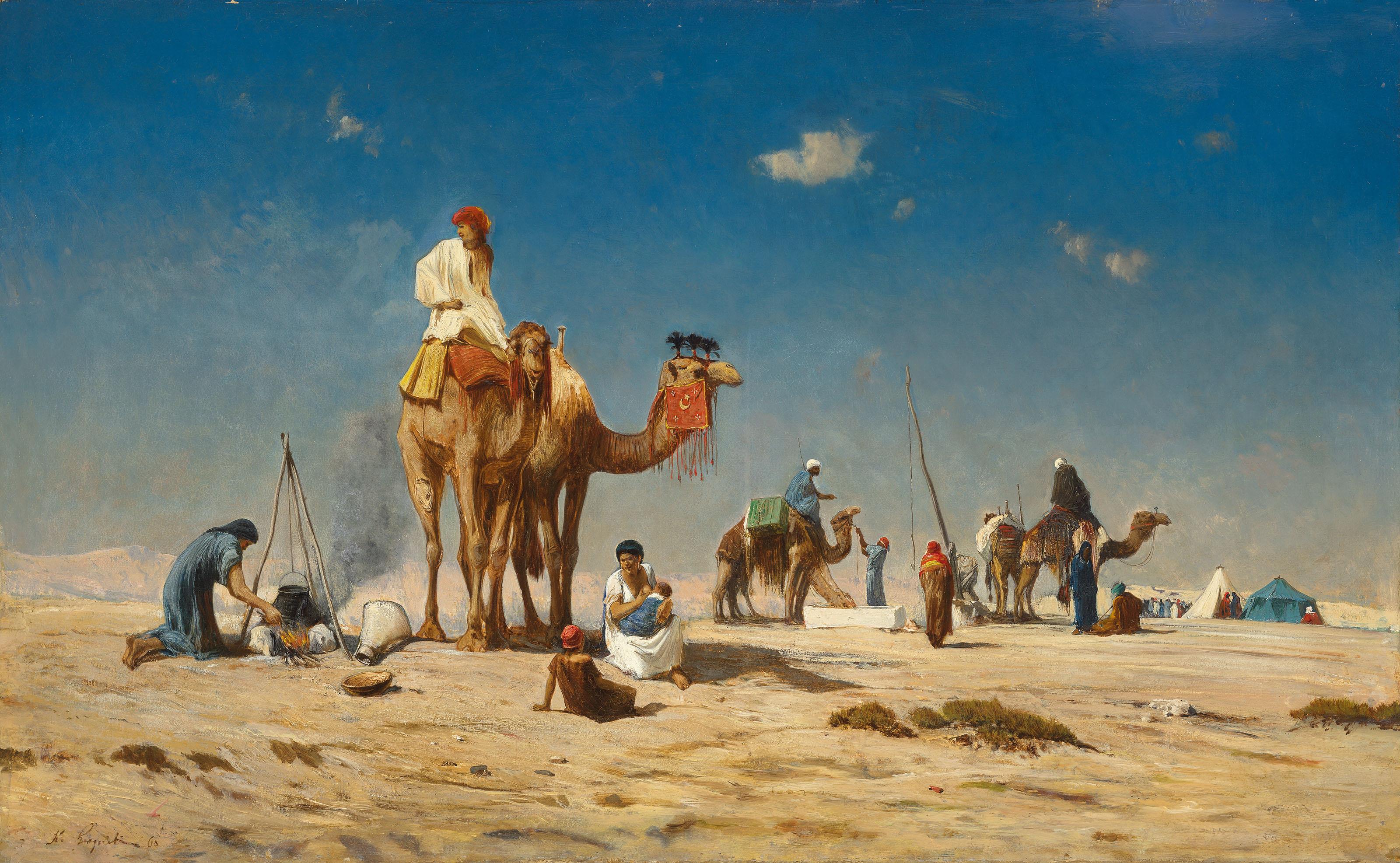 Victor Pierre Huguet - Travellers in the desert