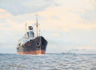 Victor Qvistorff - Seascape with two ships