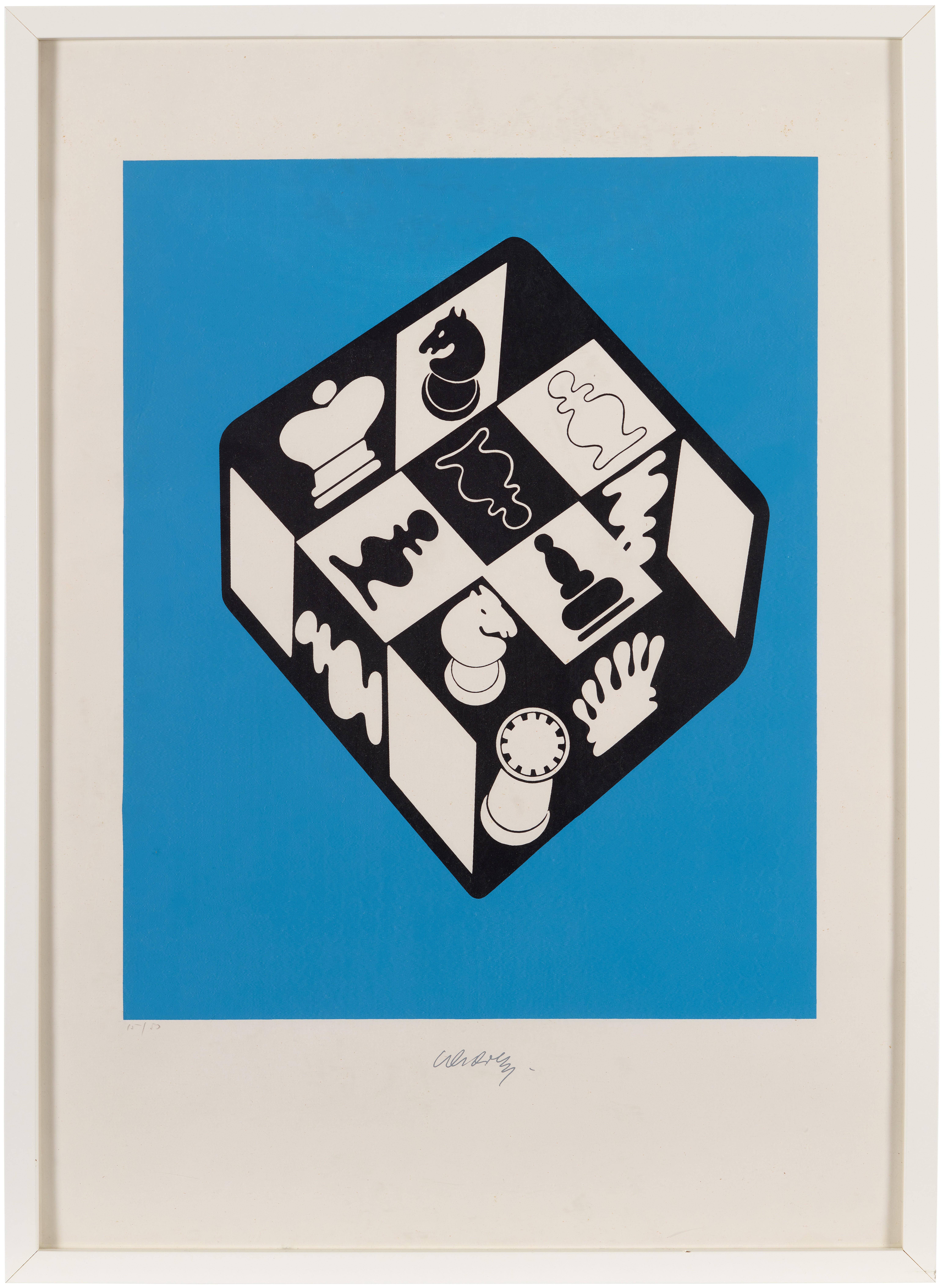Victor Vasarely - Chess (Blue)