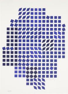 Victor Vasarely - Code (Les Bleus): One Plate