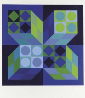 Victor Vasarely - [Compositions in Blue and Green]: Two Plates