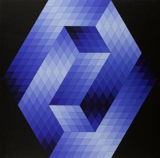 Victor Vasarely - Gestalt Blue; Untitled 2