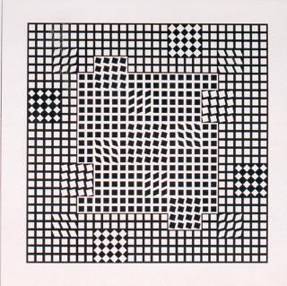 Victor Vasarely - Ohne Titel (schwarz/weiß)