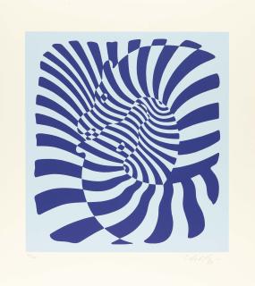 Victor Vasarely - Zebra couple (blue).