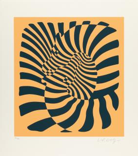 Victor Vasarely - Zebra couple (orange)