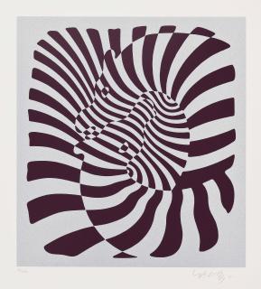Victor Vasarely - Zebra Couple (Silver, Orange, Blue)