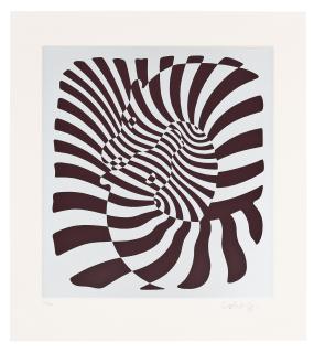 Victor Vasarely - Zebra Couple (Silver, Orange, Blue)