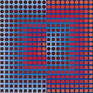 Victor Vasarely - Zoeld I (Blue/Red)