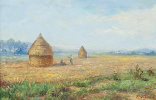 Victor Vignon - Champ De Blé Avec Les Mueles