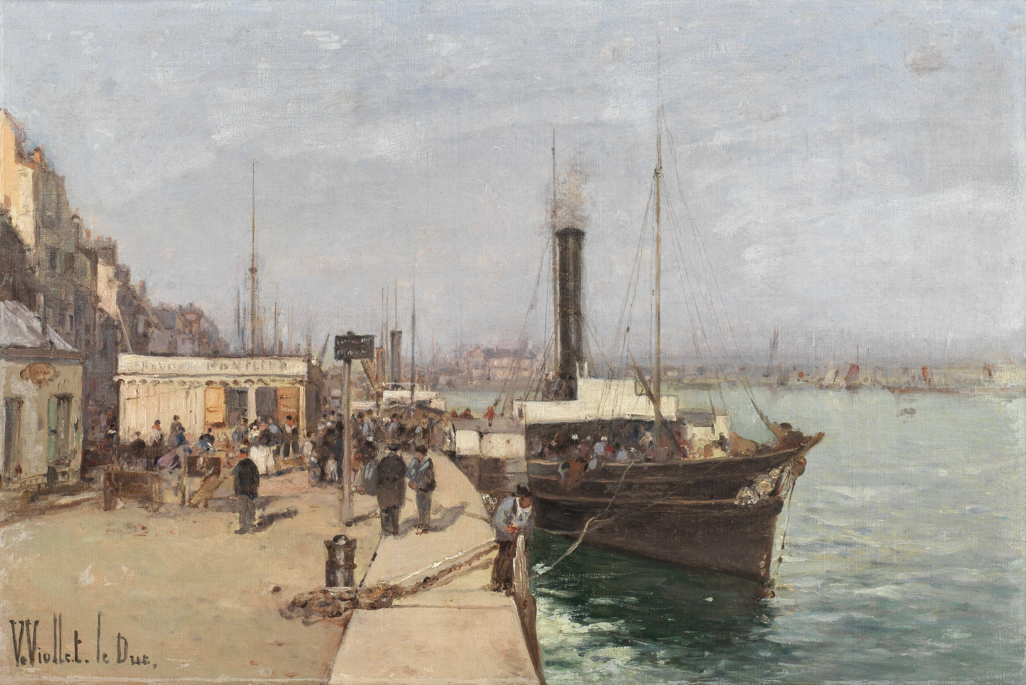 Victor Viollet-le-Duc - Dockside activity, possibly Le Havre