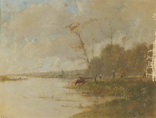 Victor Viollet-Le-Duc - Paysage Lacustre Aux Vaches