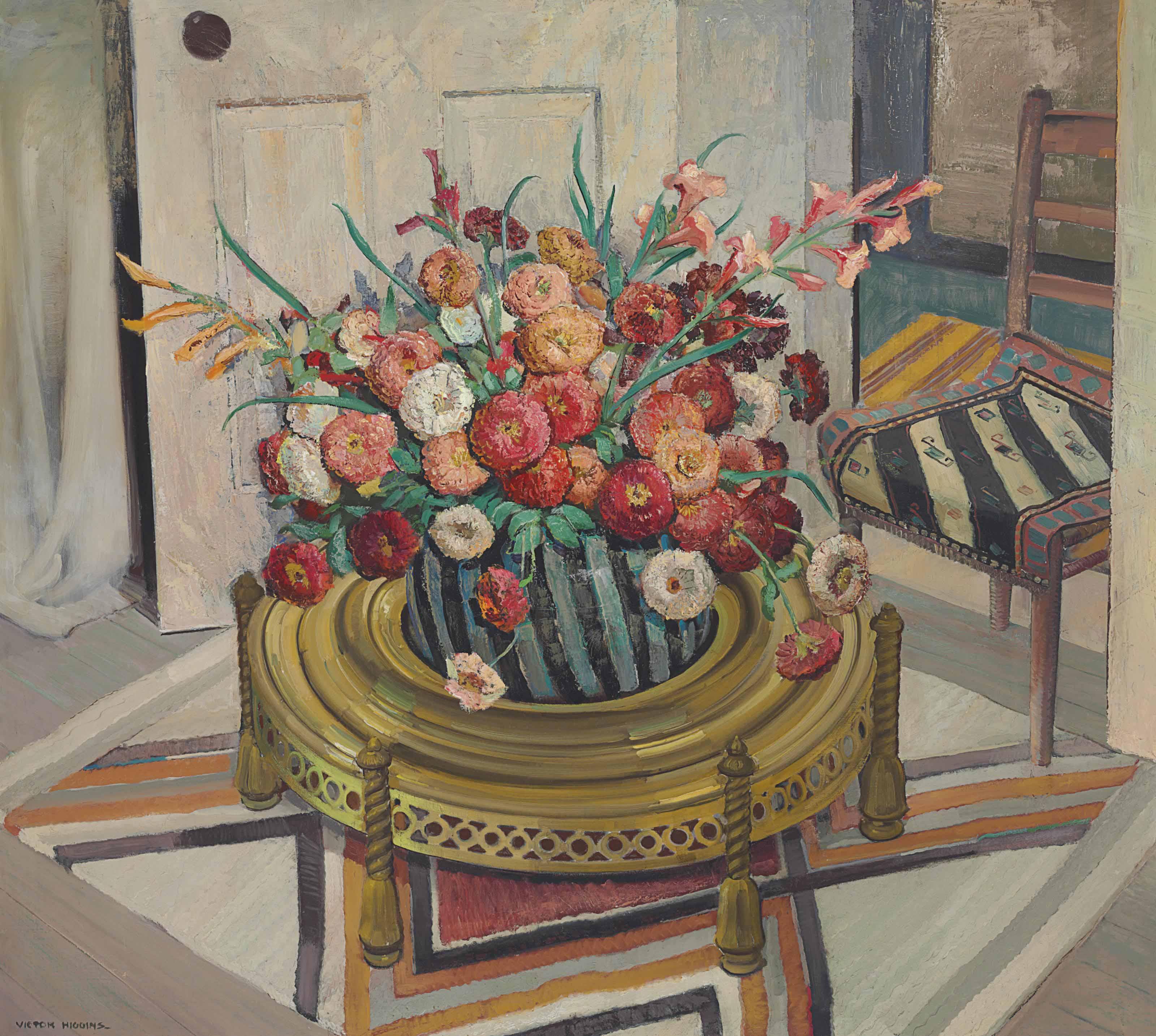 Victor William Higgins - Rug Pattern (Still Life with Zinnias)