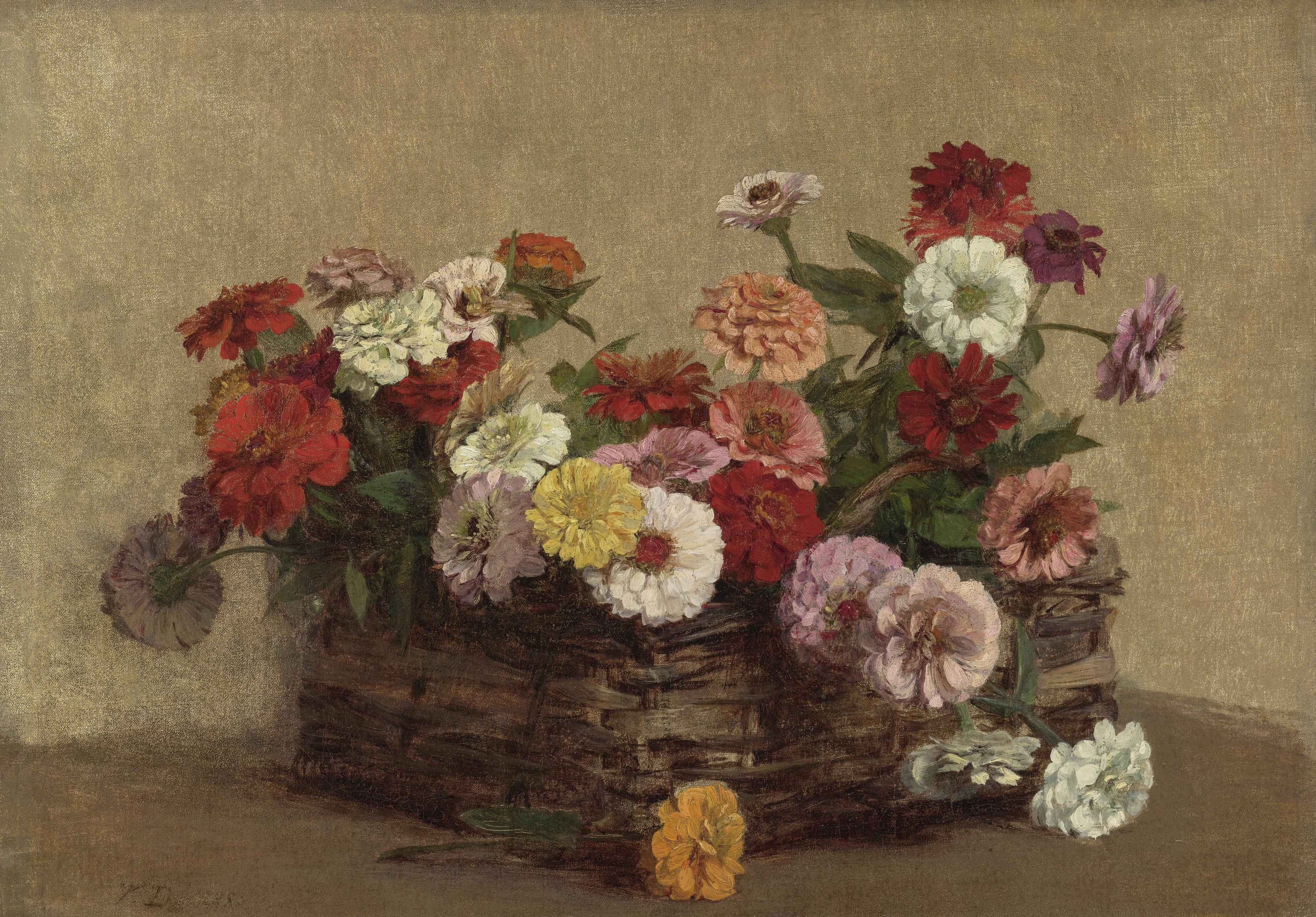 Victoria Fantin-Latour Née Dubourg - French panier De Zinnias